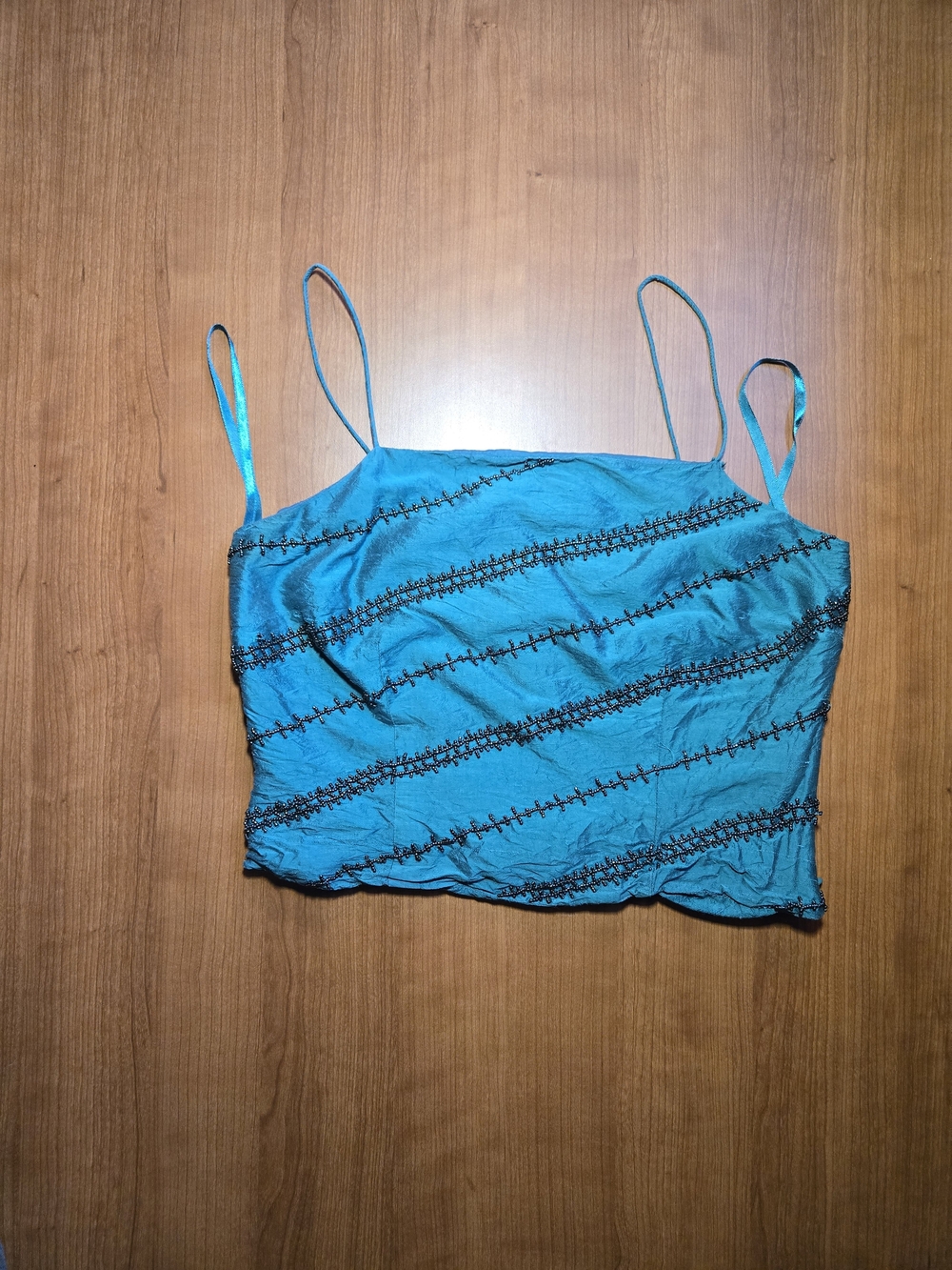 Ann Taylor Turquoise Spaghetti Strap Cropped Camisole